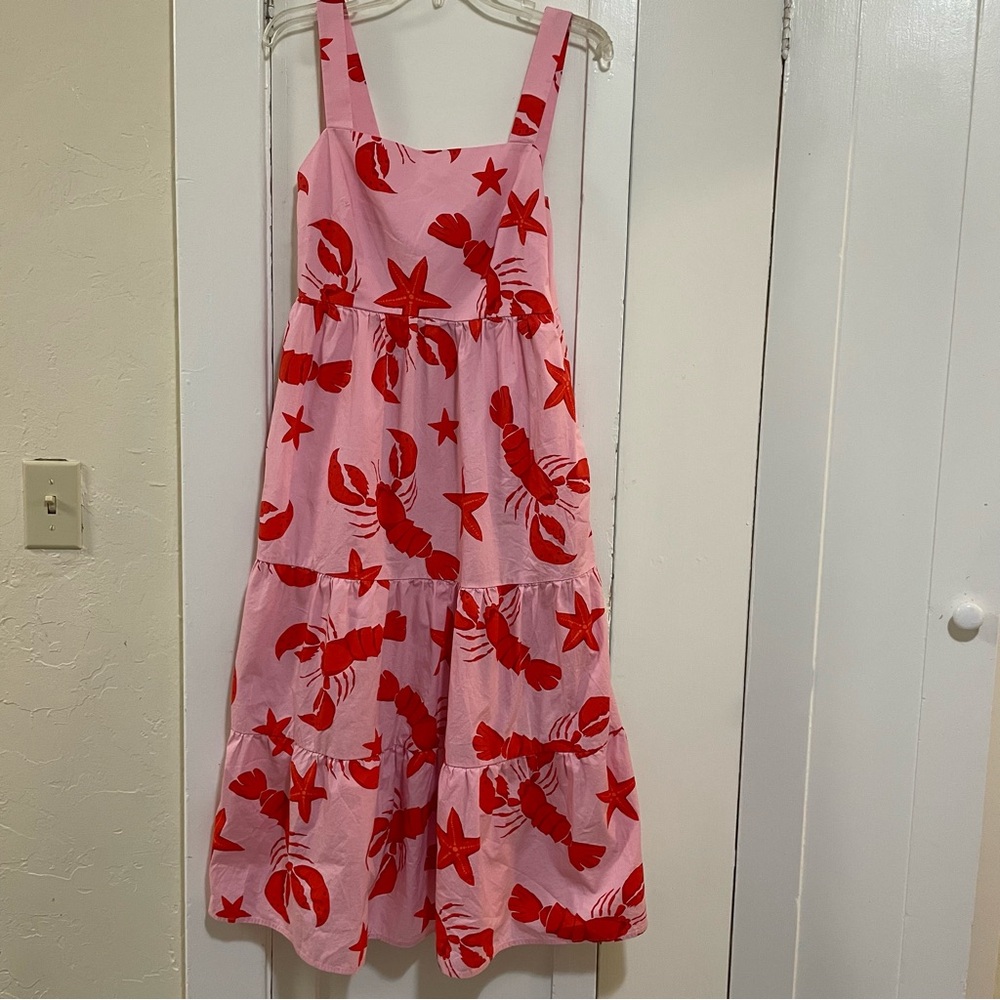 J.Crew Pink Dress with Red Lobster Print size 6